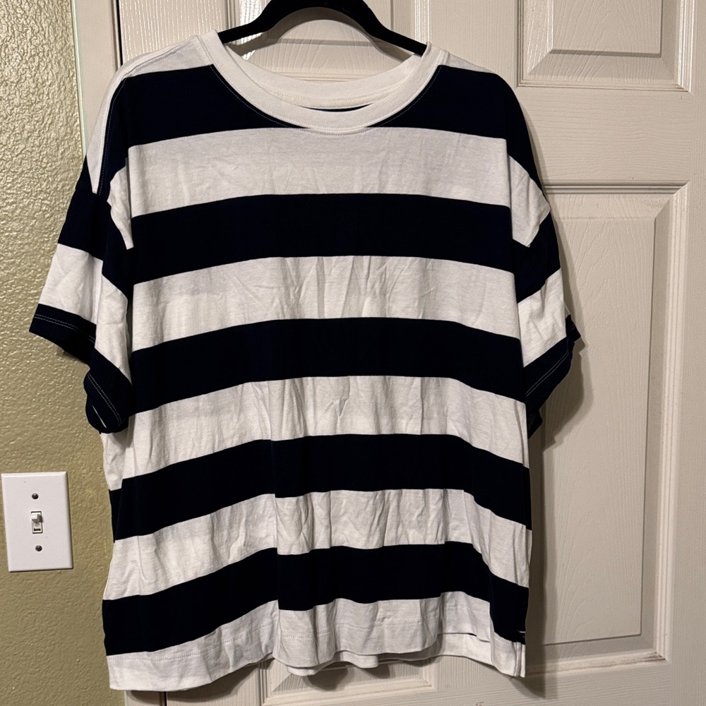 Old Navy Navy and White Striped Tee